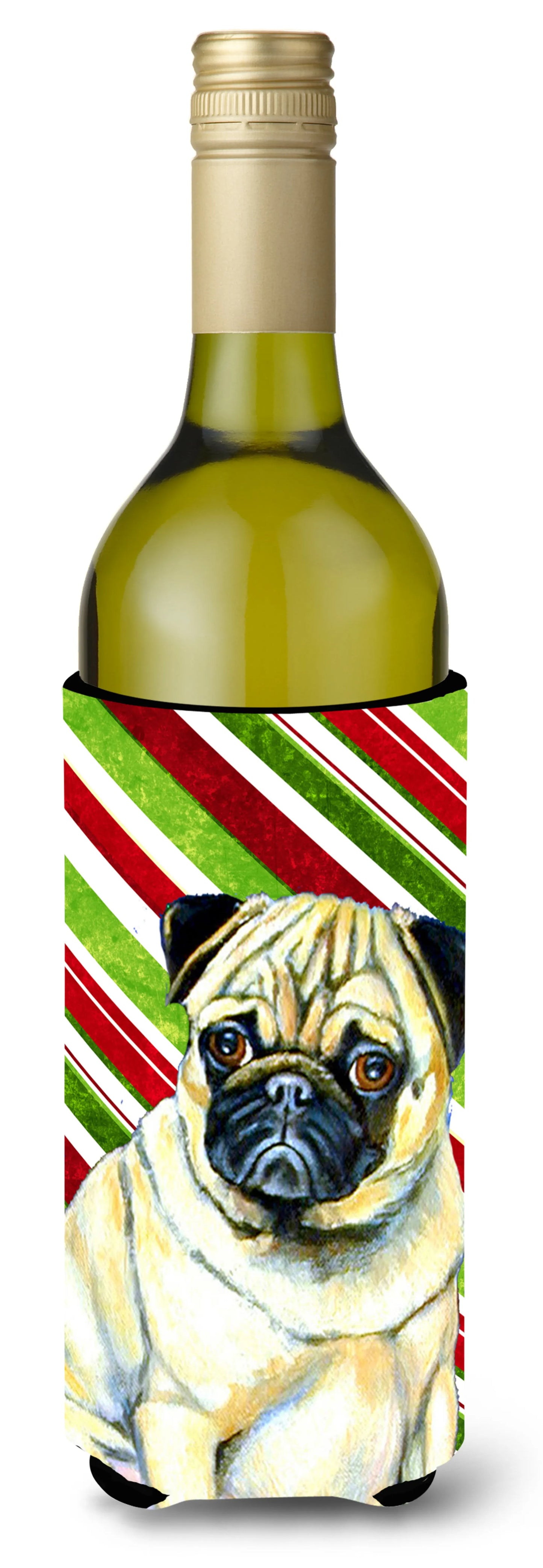 Candy Cane Holiday Christmas Design with Dog Wine Bottle Hugger