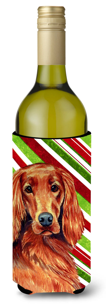 Candy Cane Holiday Christmas Design with Dog Wine Bottle Hugger