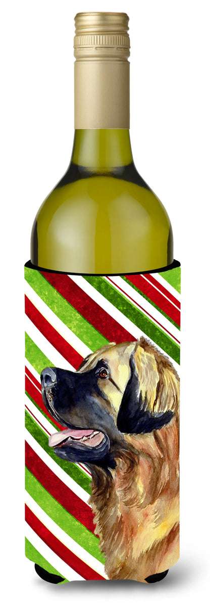 Candy Cane Holiday Christmas Design with Dog Wine Bottle Hugger