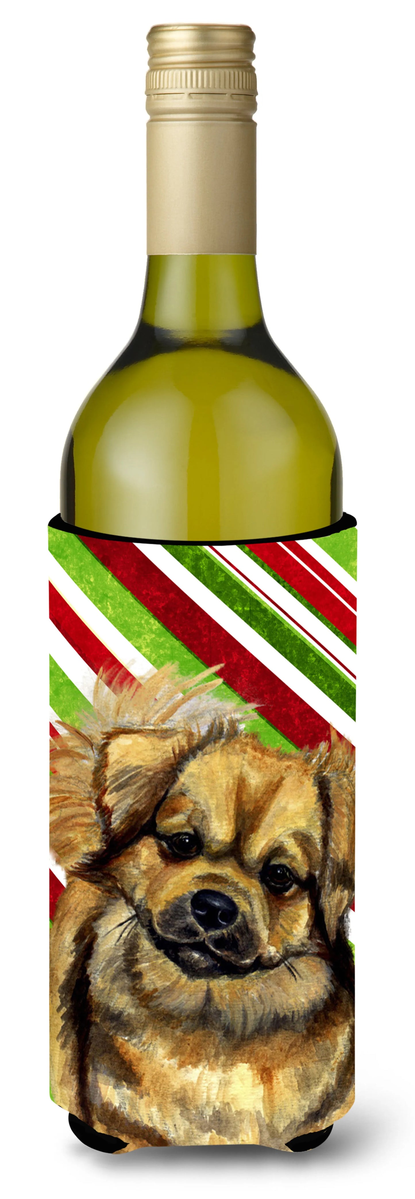 Candy Cane Holiday Christmas Design with Dog Wine Bottle Hugger