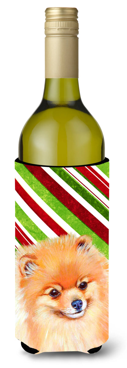 Candy Cane Holiday Christmas Design with Dog Wine Bottle Hugger