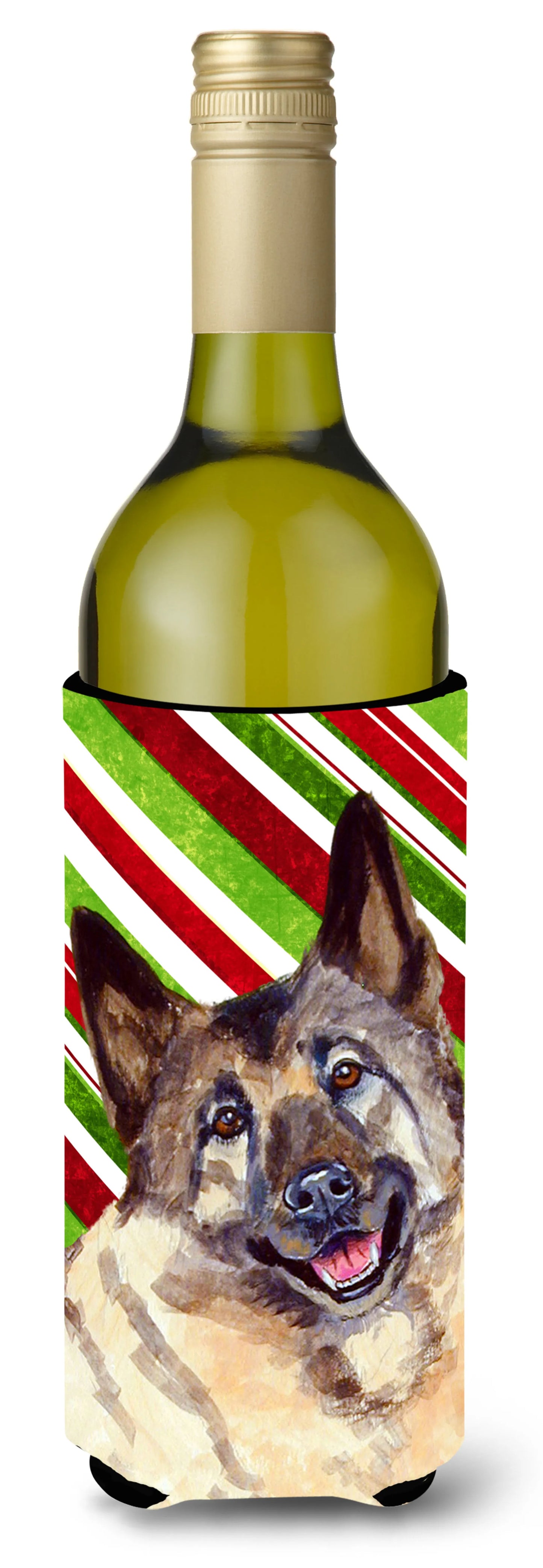 Candy Cane Holiday Christmas Design with Dog Wine Bottle Hugger