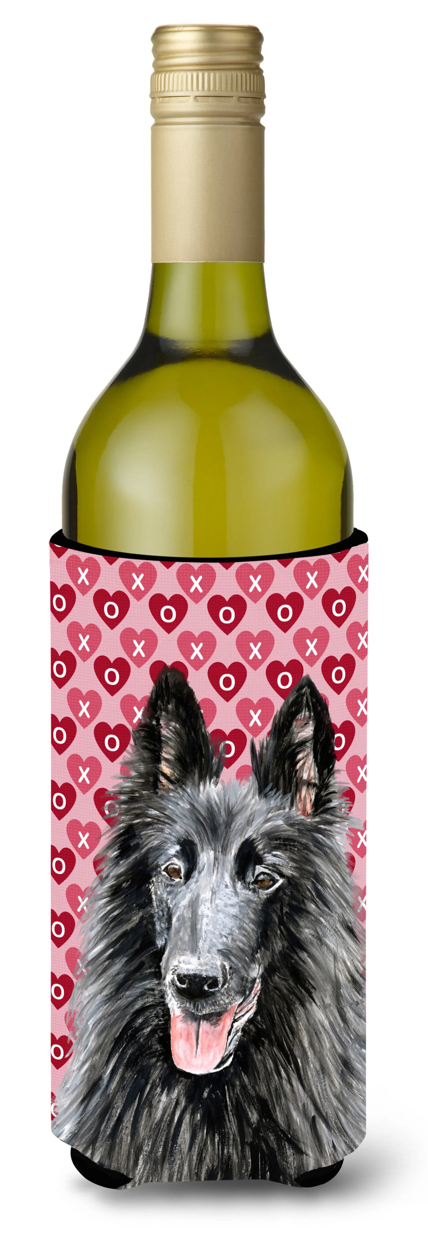 Hearts Love and Valentine's Day Design with Dog Wine Bottle Hugger