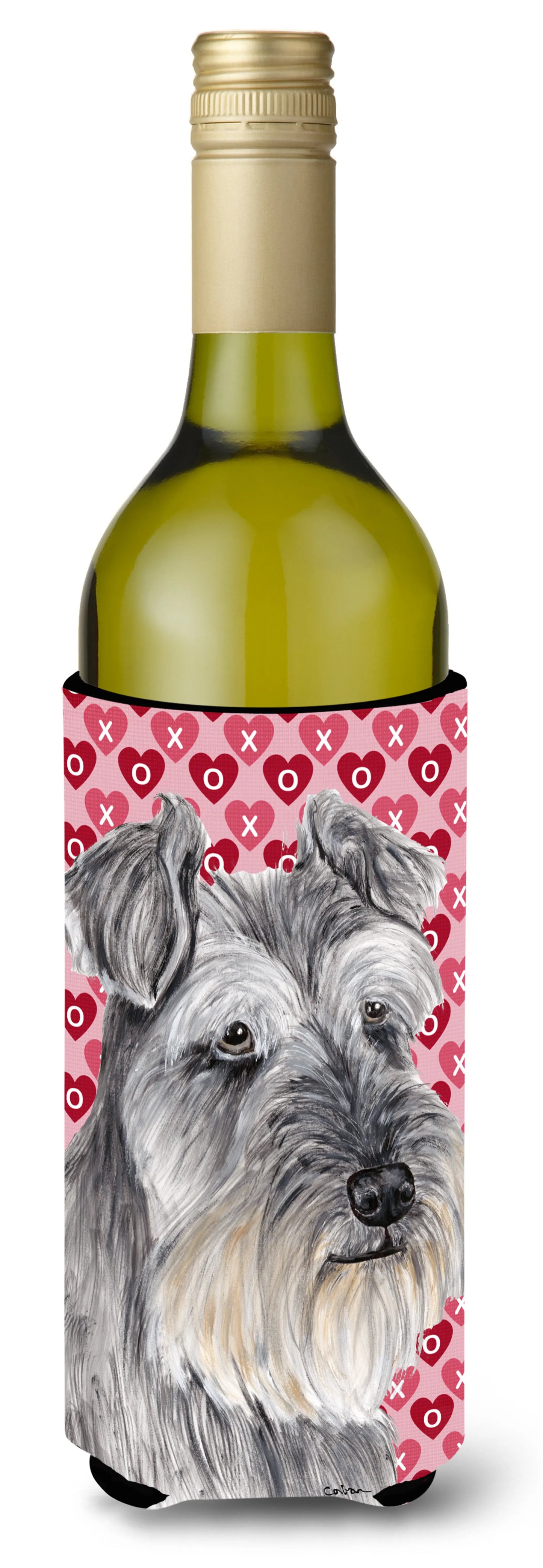 Hearts Love and Valentine's Day Design with Dog Wine Bottle Hugger