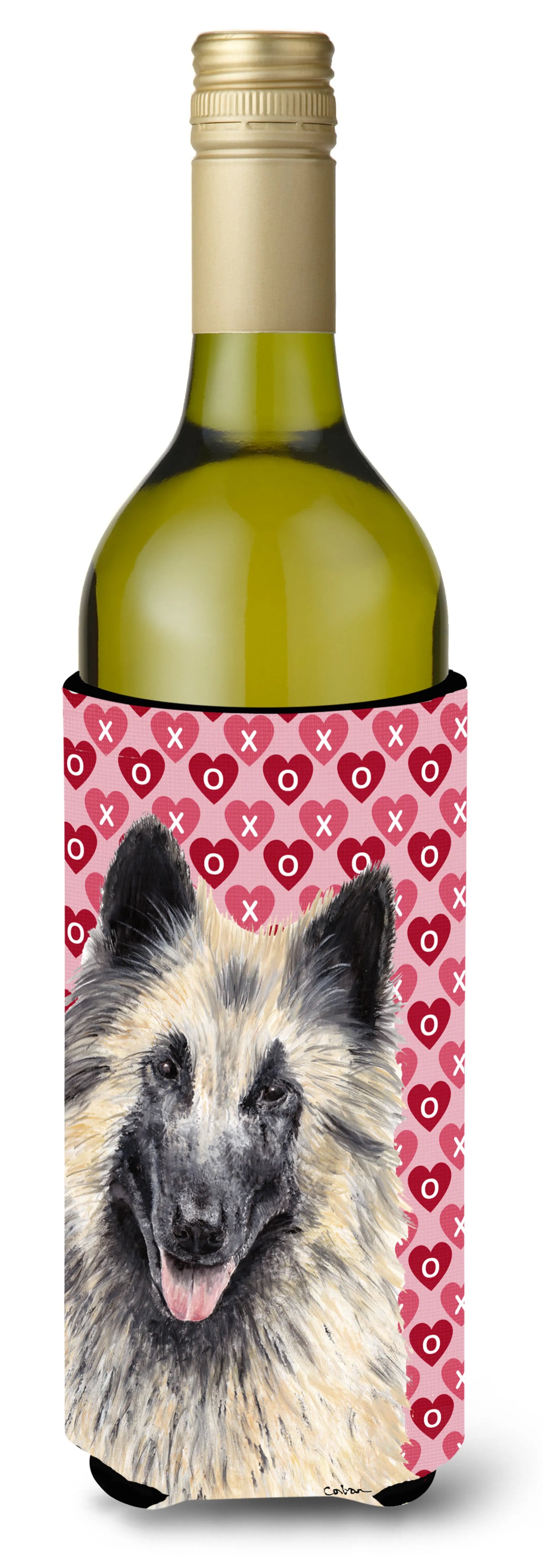 Hearts Love and Valentine's Day Design with Dog Wine Bottle Hugger