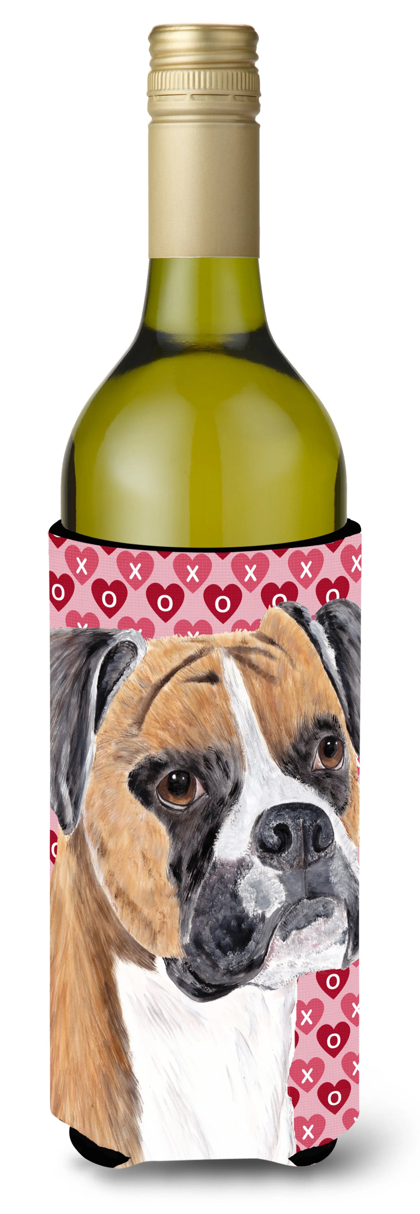 Hearts Love and Valentine's Day Design with Dog Wine Bottle Hugger