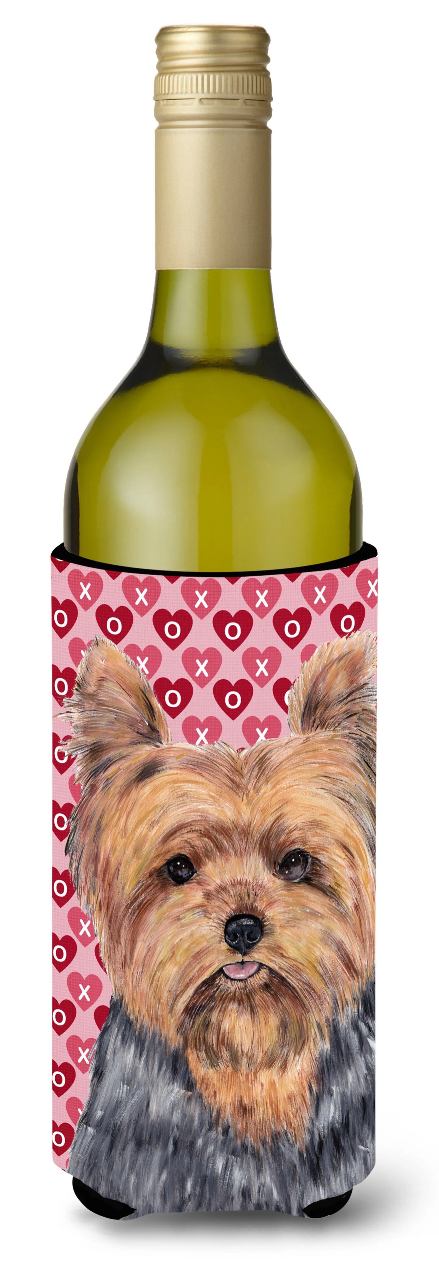 Hearts Love and Valentine's Day Design with Dog Wine Bottle Hugger