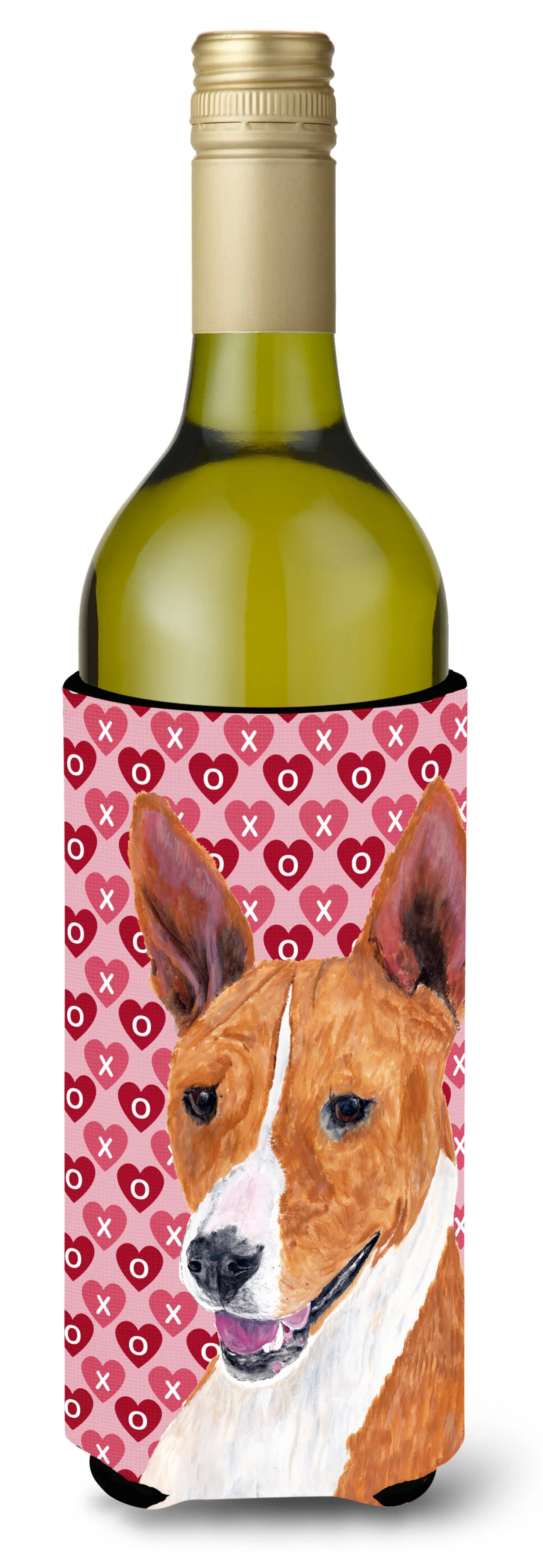 Hearts Love and Valentine's Day Design with Dog Wine Bottle Hugger