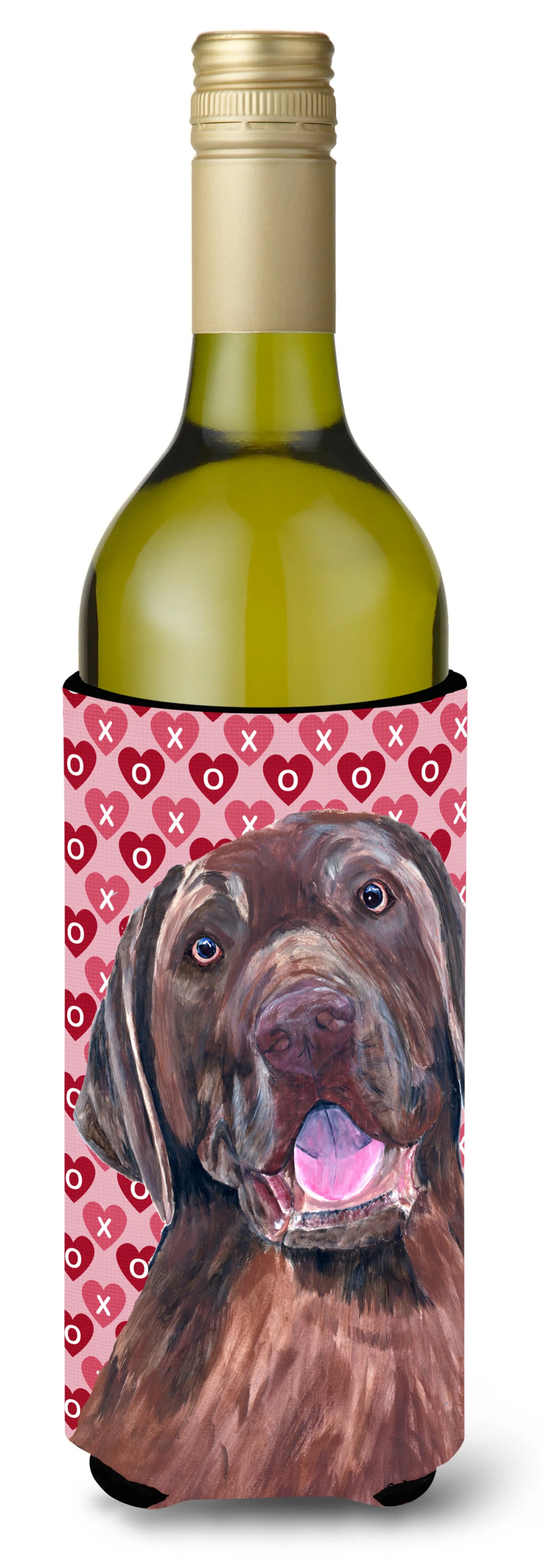 Hearts Love and Valentine's Day Design with Dog Wine Bottle Hugger