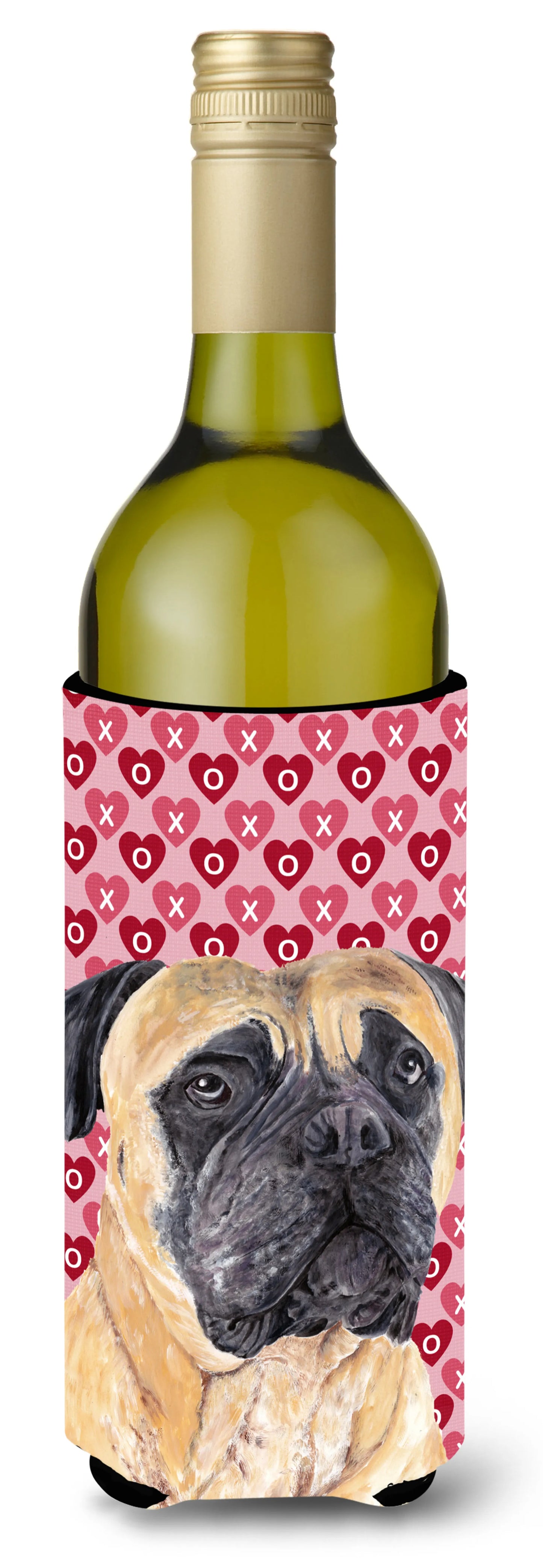 Hearts Love and Valentine's Day Design with Dog Wine Bottle Hugger