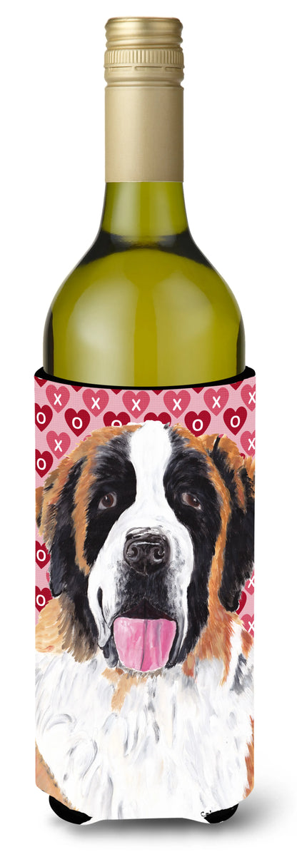 Hearts Love and Valentine's Day Design with Dog Wine Bottle Hugger