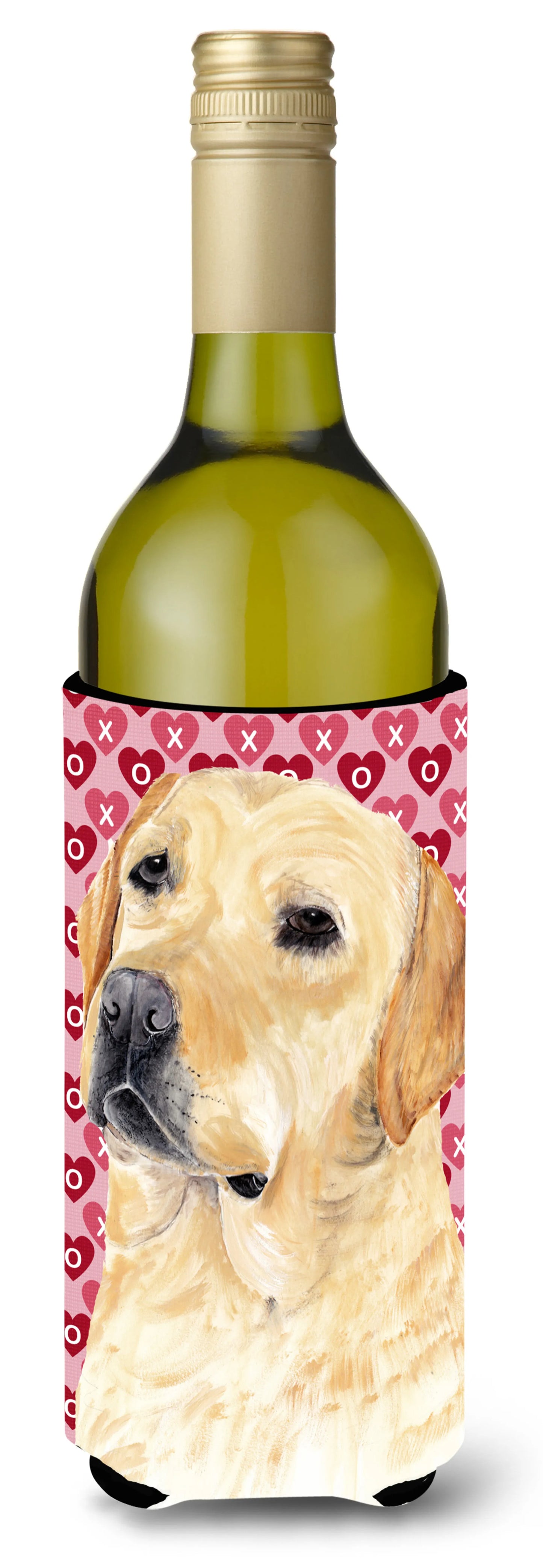 Hearts Love and Valentine's Day Design with Dog Wine Bottle Hugger