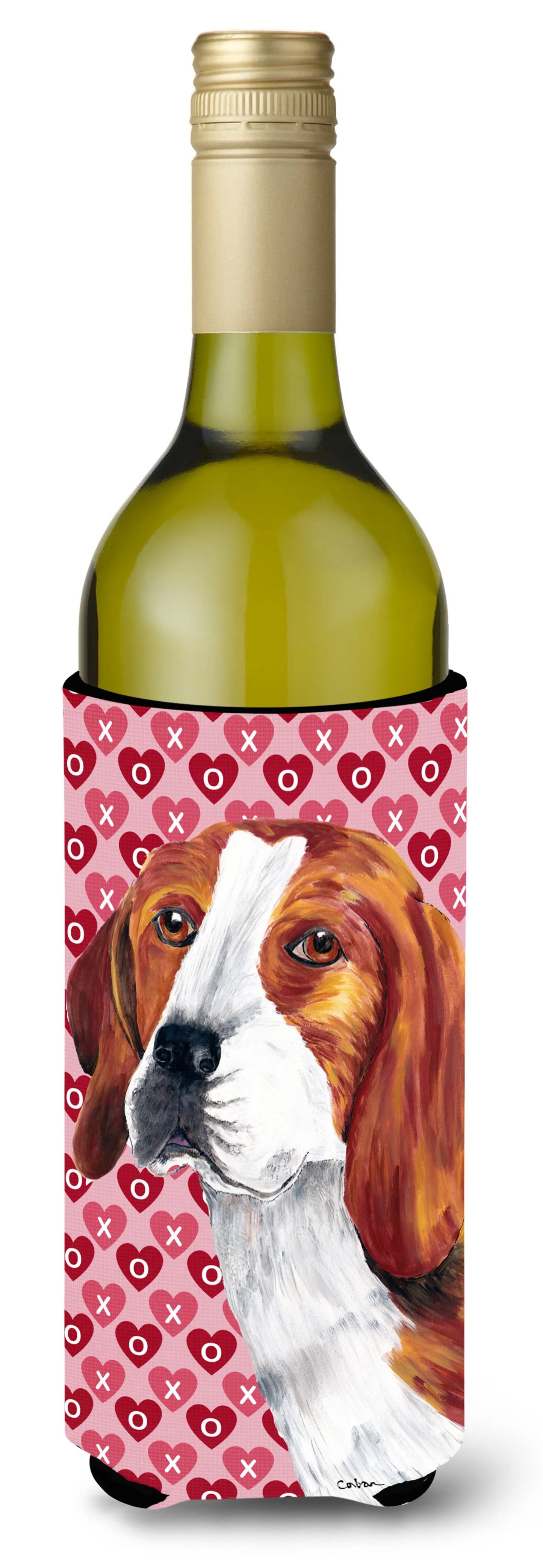 Hearts Love and Valentine's Day Design with Dog Wine Bottle Hugger