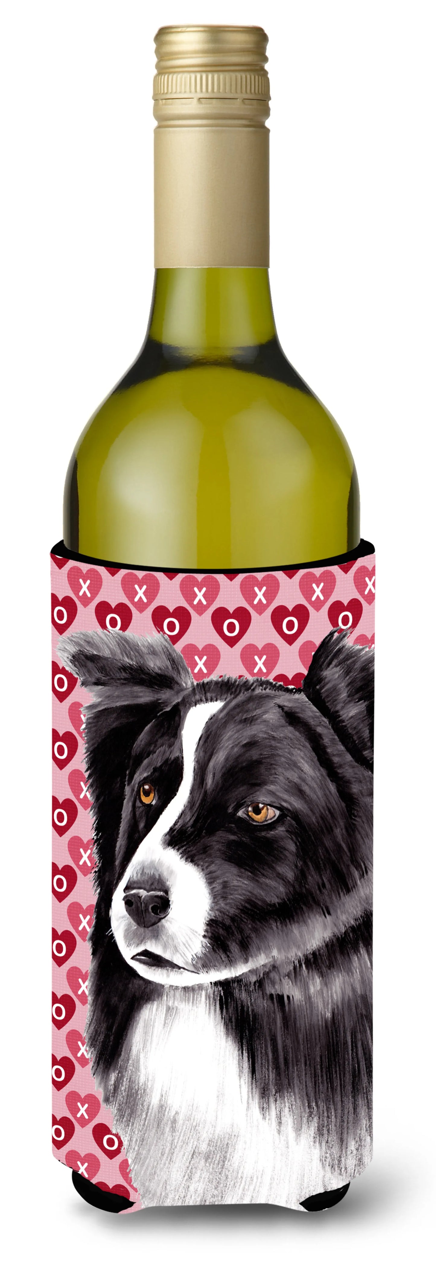 Hearts Love and Valentine's Day Design with Dog Wine Bottle Hugger