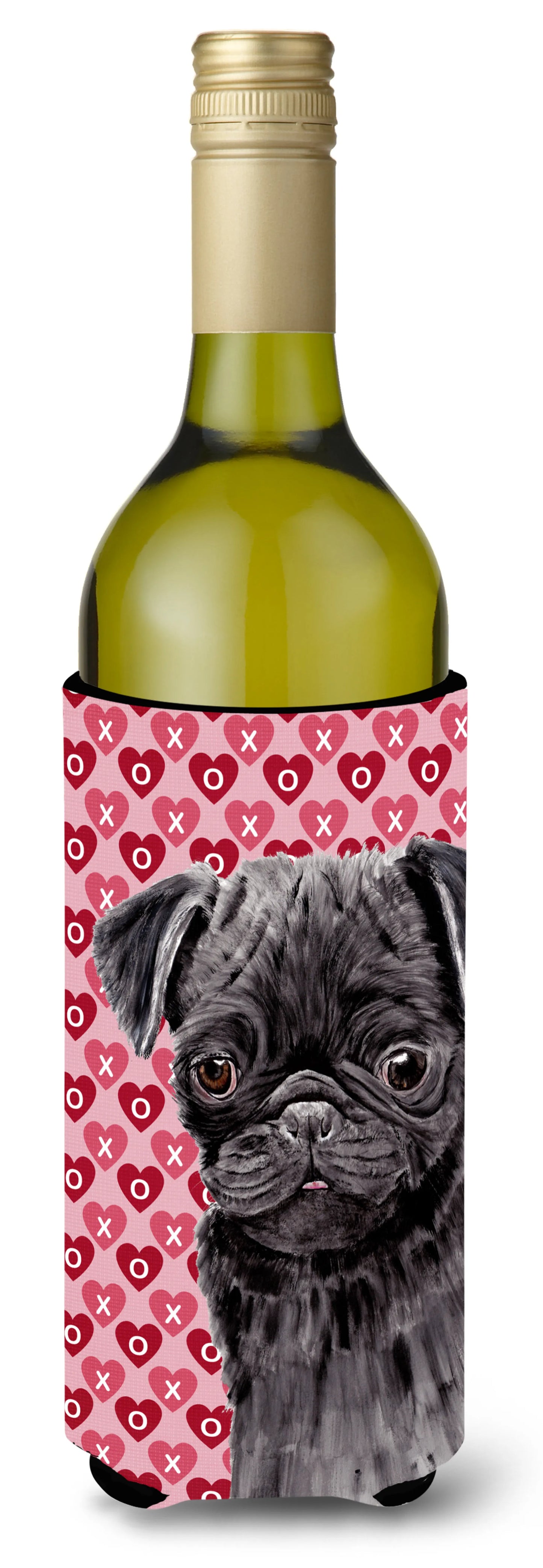 Hearts Love and Valentine's Day Design with Dog Wine Bottle Hugger