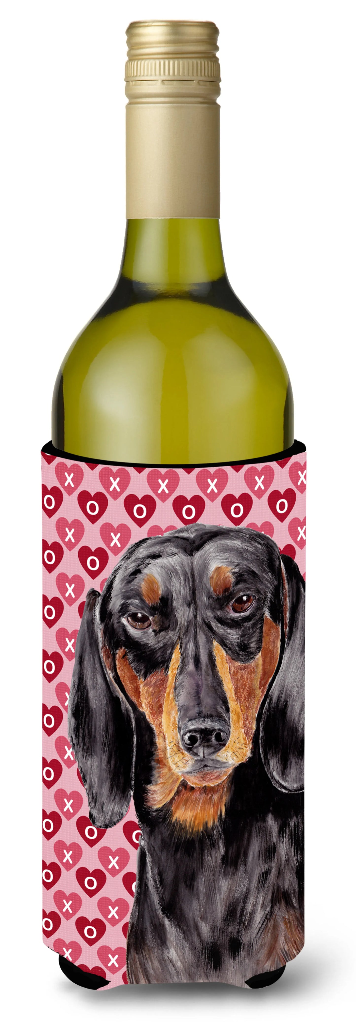 Hearts Love and Valentine's Day Design with Dog Wine Bottle Hugger