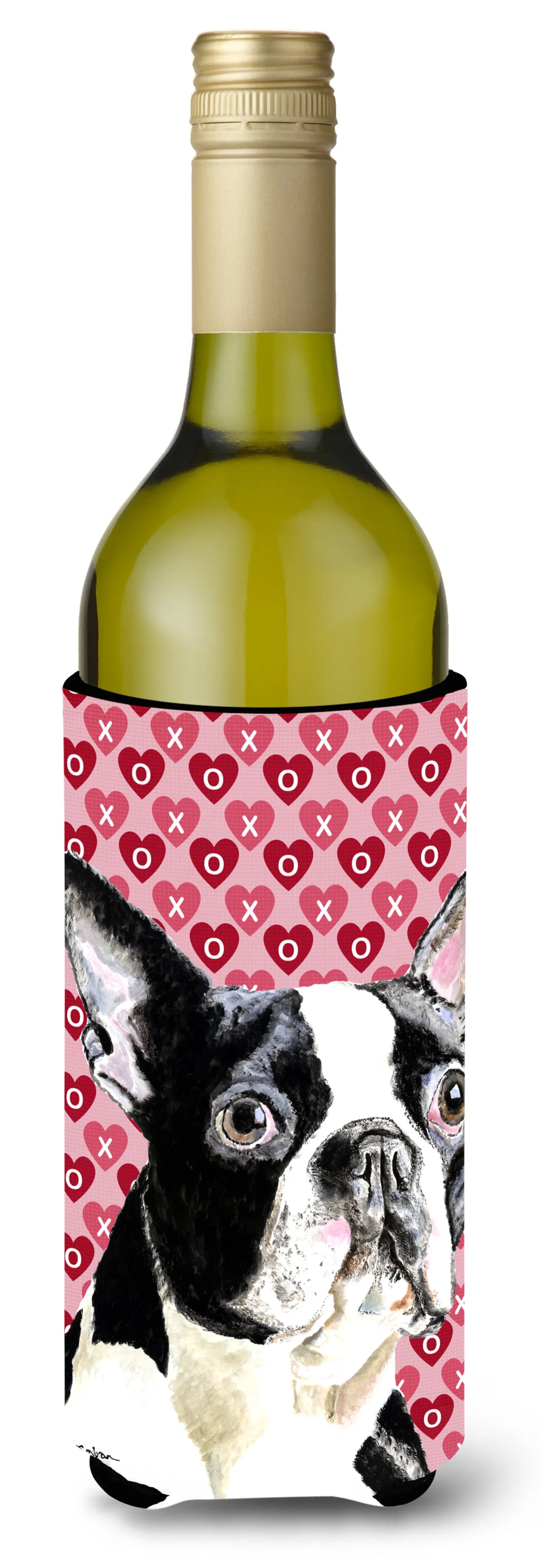 Hearts Love and Valentine's Day Design with Dog Wine Bottle Hugger