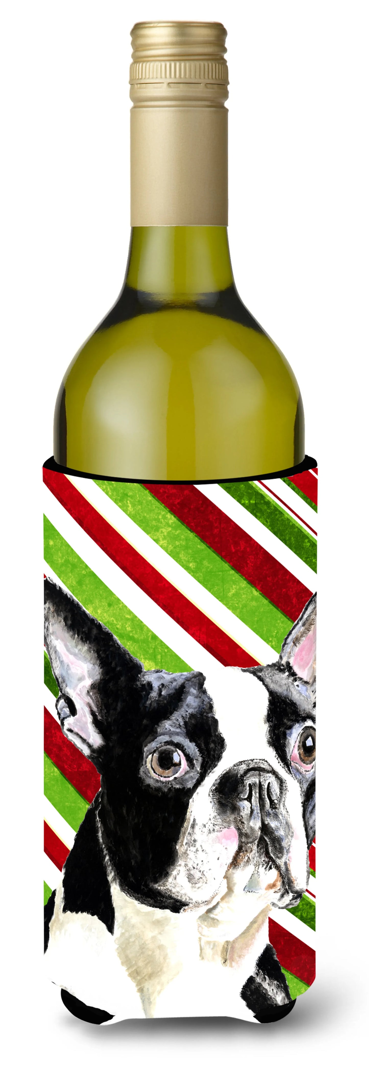 Candy Cane Christmas Design with Dog Wine Bottle Hugger