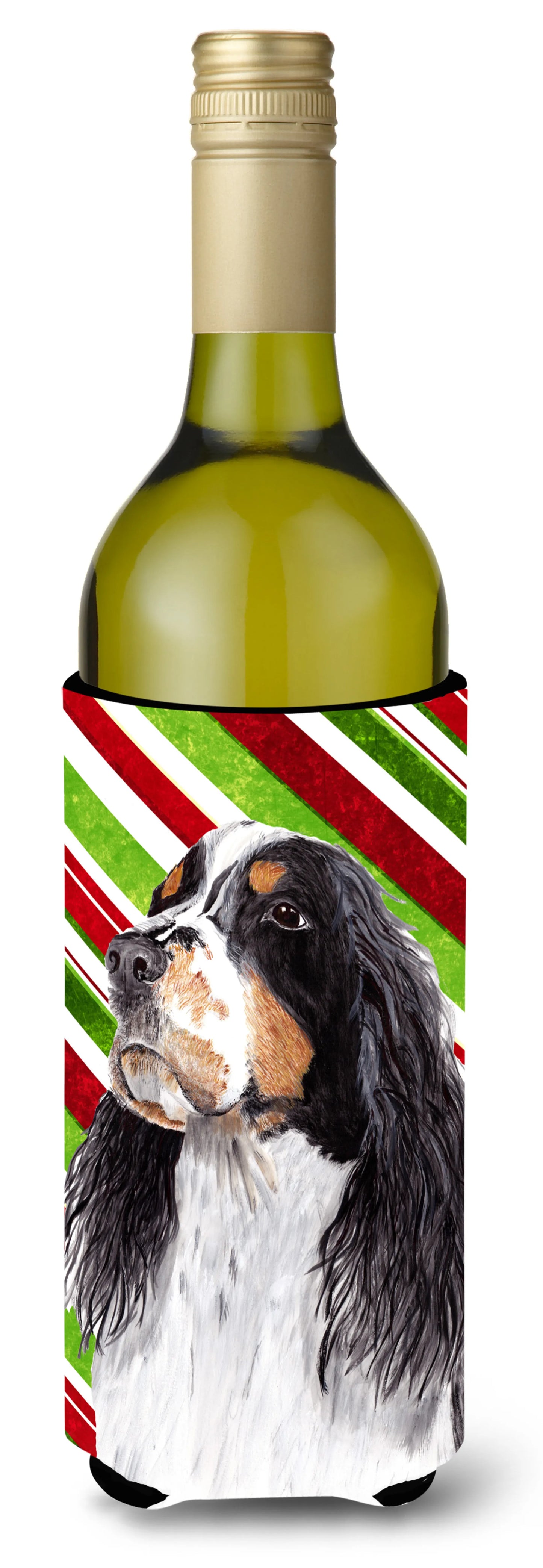 Candy Cane Christmas Design with Dog Wine Bottle Hugger