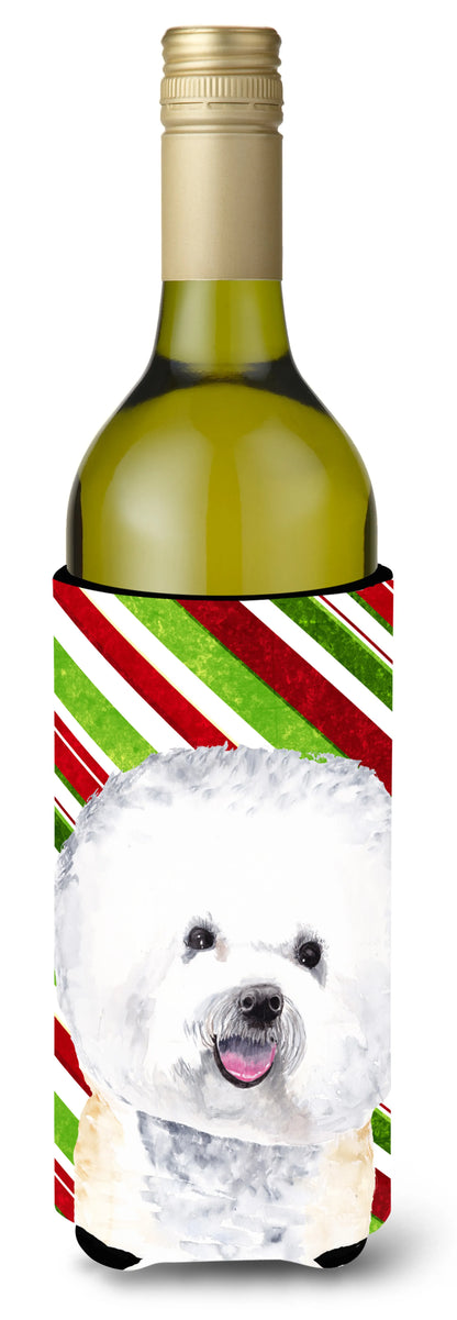 Candy Cane Christmas Design with Dog Wine Bottle Hugger