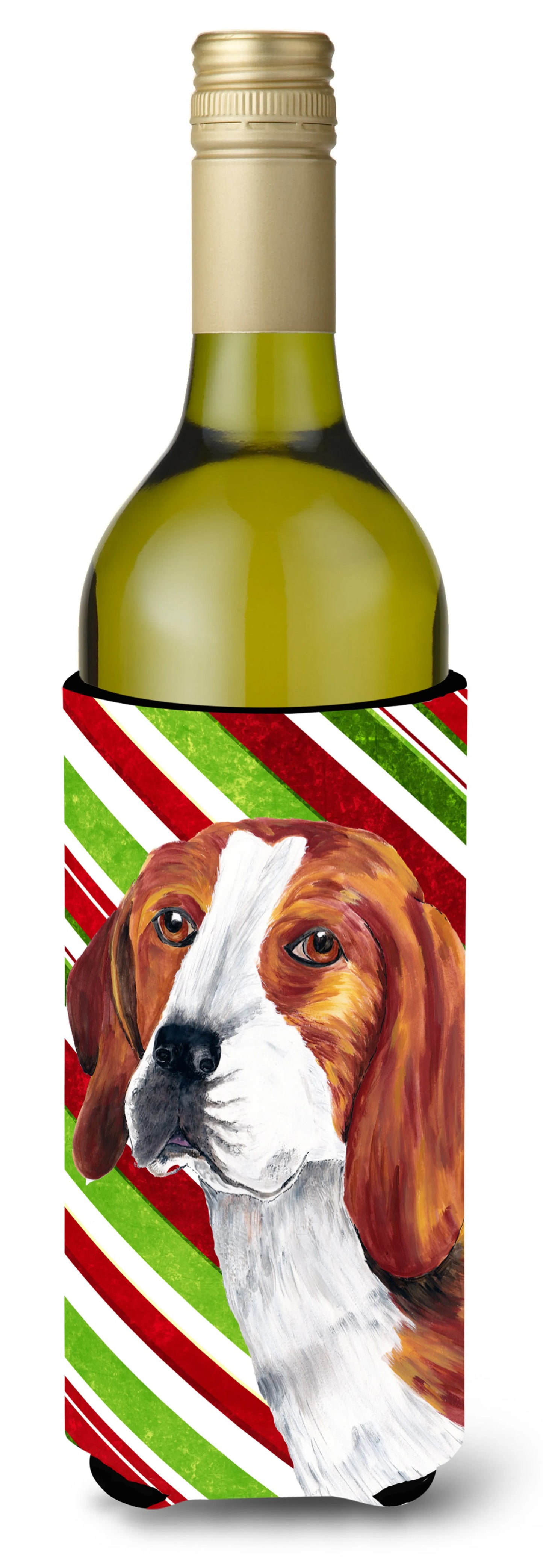 Candy Cane Christmas Design with Dog Wine Bottle Hugger