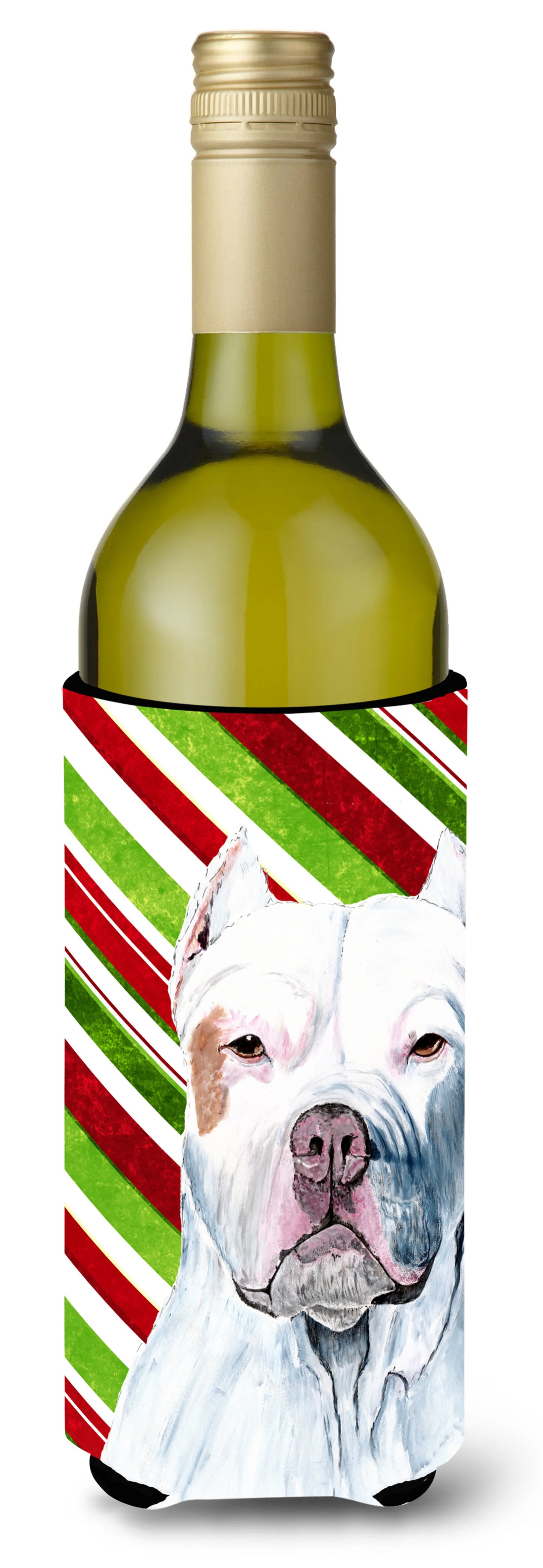 Candy Cane Christmas Design with Dog Wine Bottle Hugger