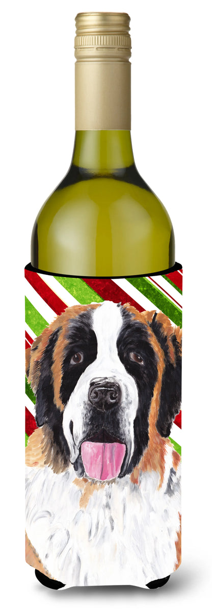 Candy Cane Christmas Design with Dog Wine Bottle Hugger