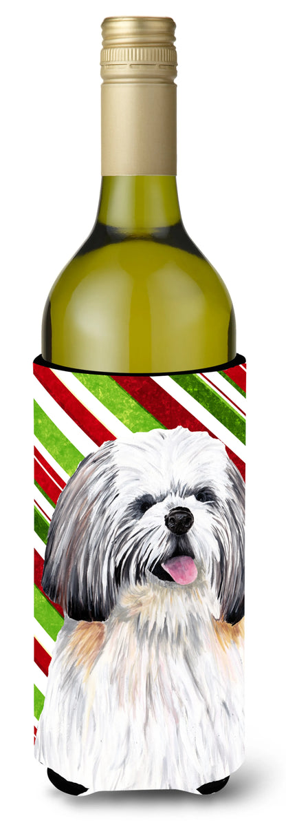 Candy Cane Christmas Design with Dog Wine Bottle Hugger