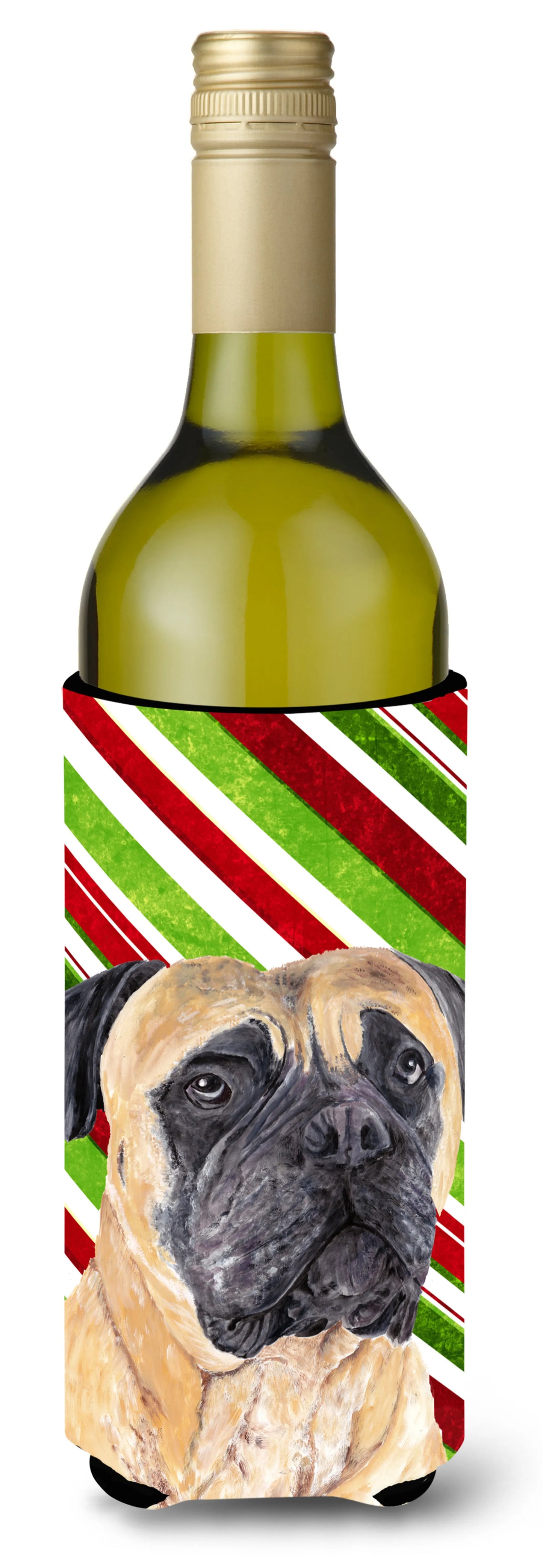 Candy Cane Christmas Design with Dog Wine Bottle Hugger