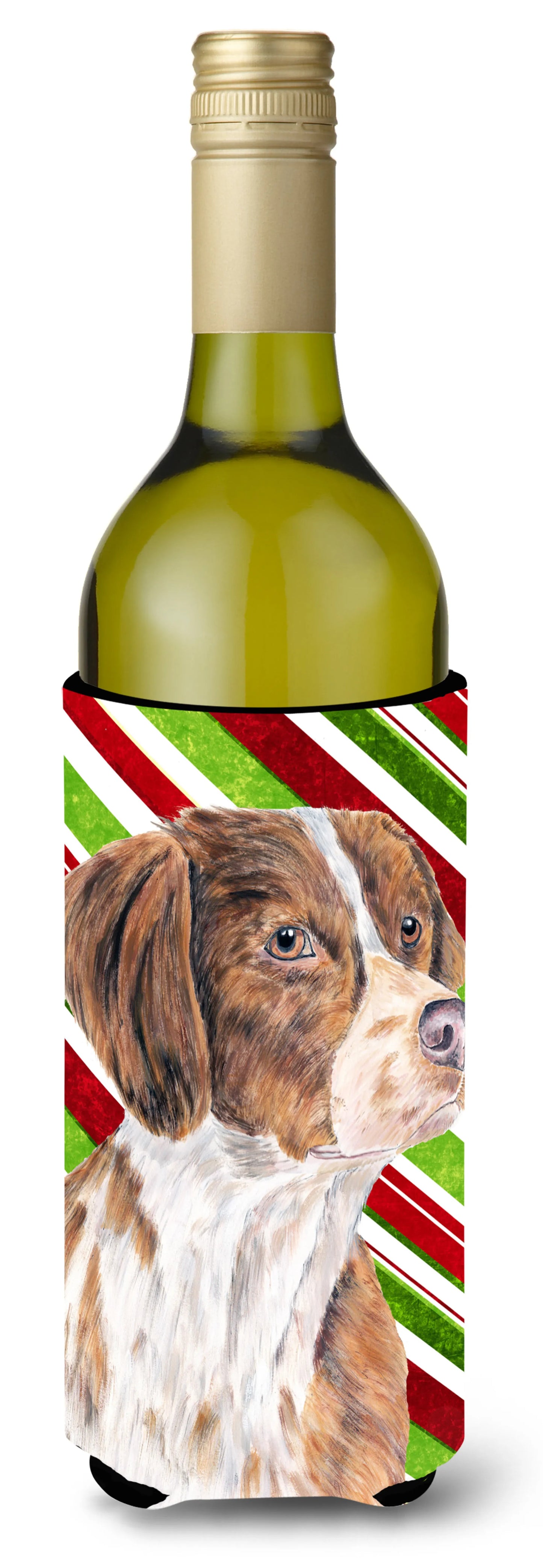 Candy Cane Christmas Design with Dog Wine Bottle Hugger