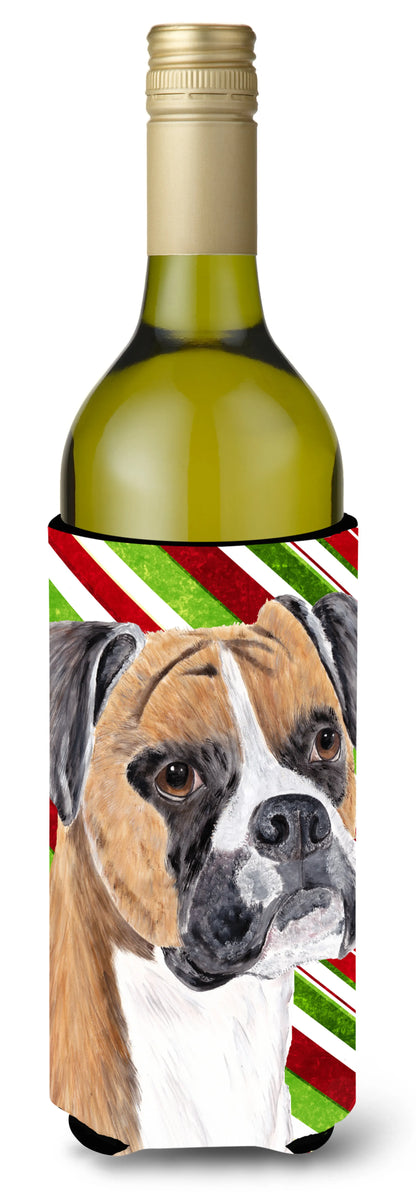 Candy Cane Christmas Design with Dog Wine Bottle Hugger