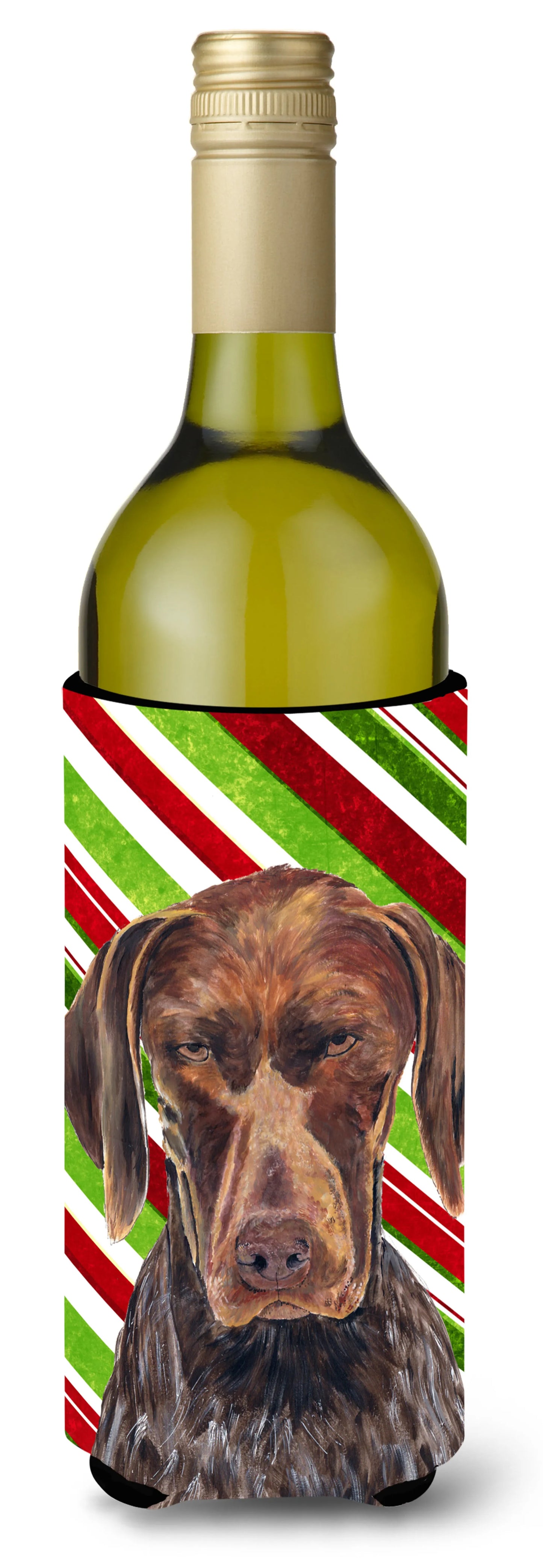 Candy Cane Christmas Design with Dog Wine Bottle Hugger