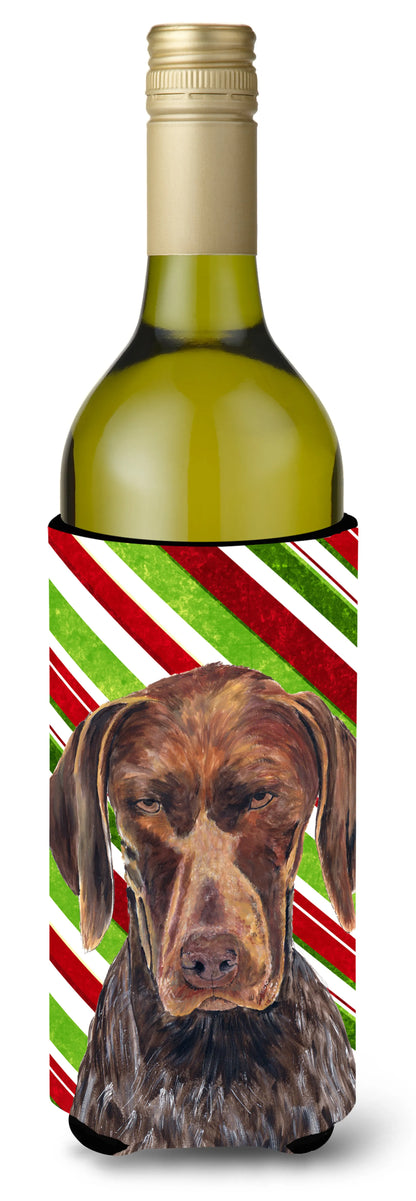 Candy Cane Christmas Design with Dog Wine Bottle Hugger