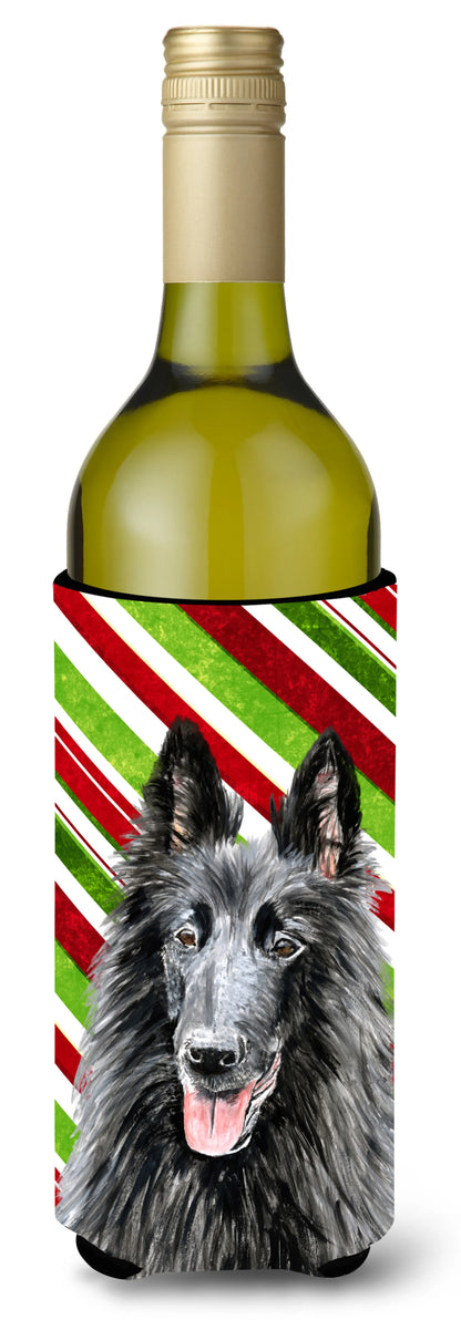 Candy Cane Christmas Design with Dog Wine Bottle Hugger