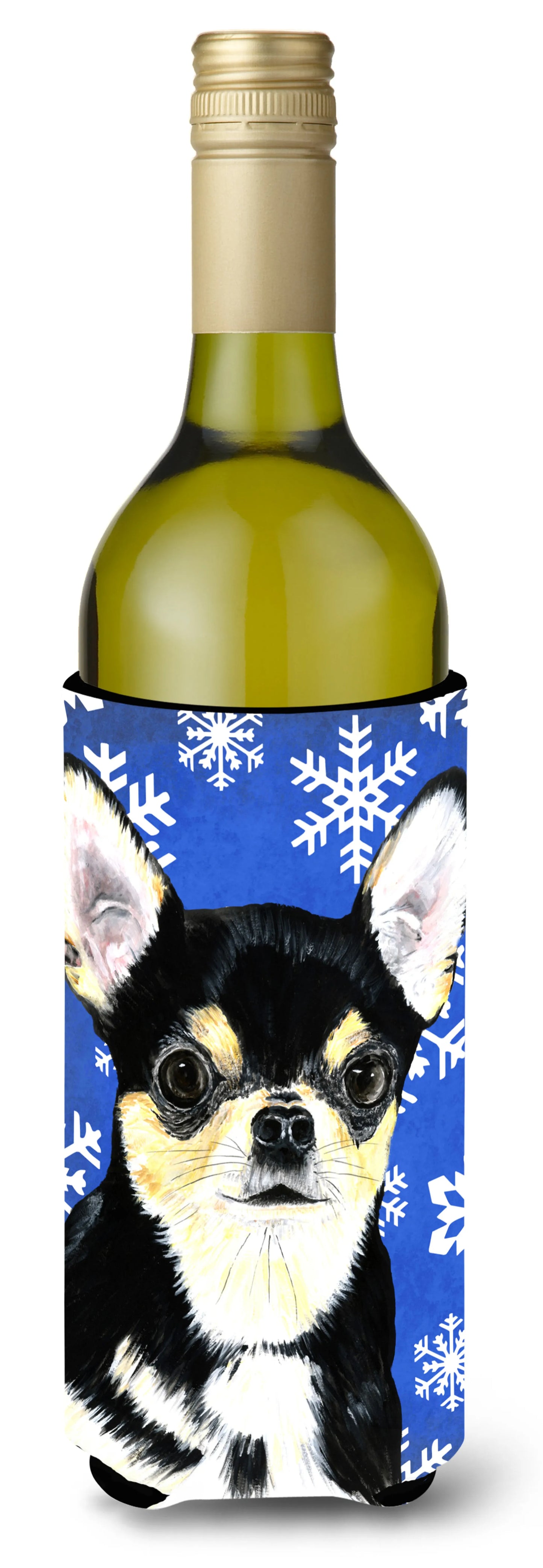 Christmas Dog Art Wine Bottle Hugger