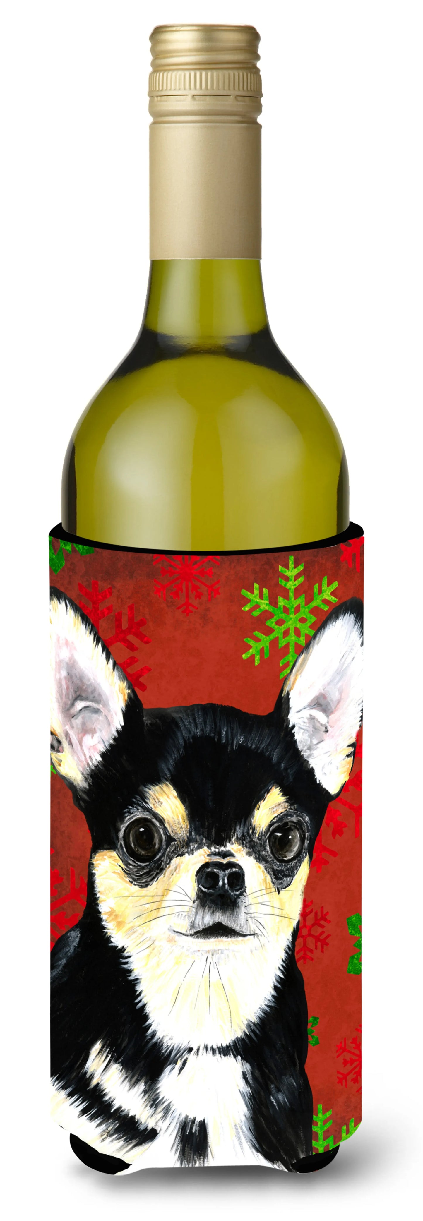 Christmas Dog Art Wine Bottle Hugger