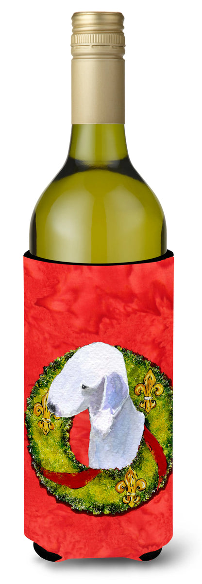 Christmas Wreath Design with Dog Wine Bottle Hugger