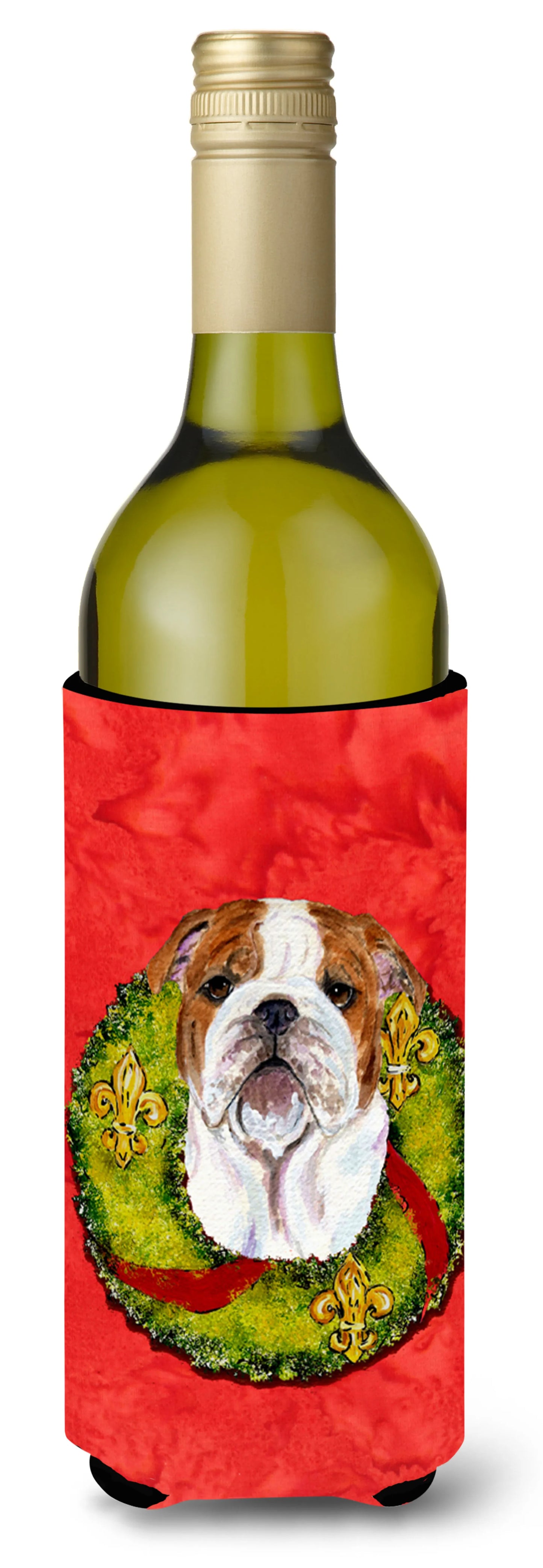 Christmas Wreath Design with Dog Wine Bottle Hugger