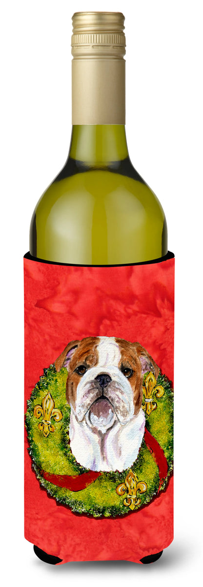 Christmas Wreath Design with Dog Wine Bottle Hugger