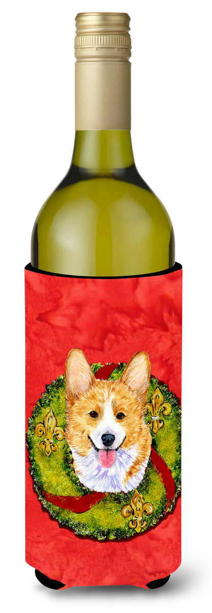 Christmas Wreath Design with Dog Wine Bottle Hugger