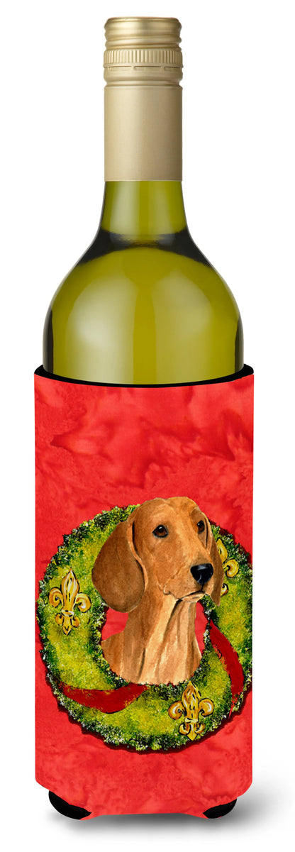 Christmas Wreath Design with Dog Wine Bottle Hugger