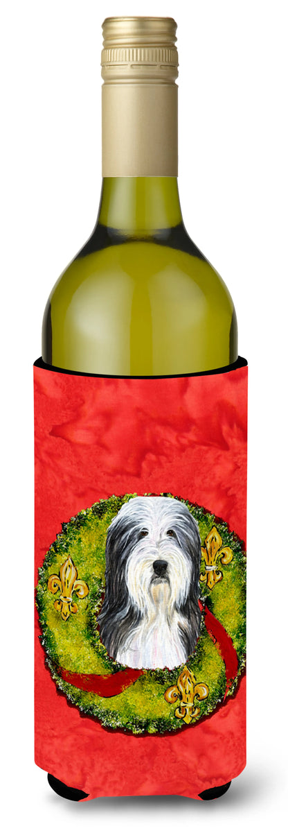 Christmas Wreath Design with Dog Wine Bottle Hugger