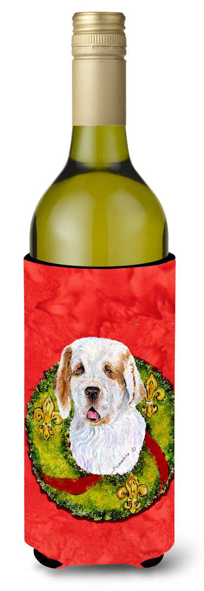 Christmas Wreath Design with Dog Wine Bottle Hugger