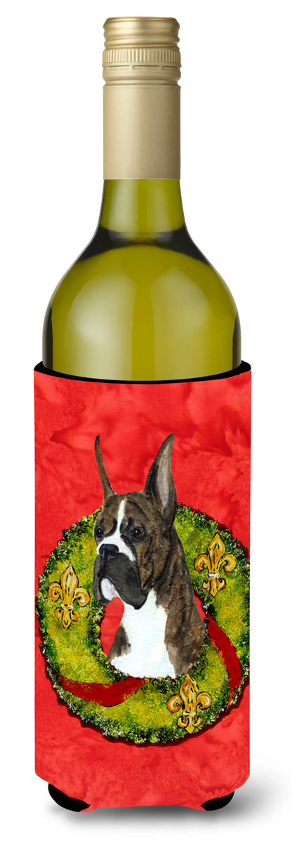 Christmas Wreath Design with Dog Wine Bottle Hugger