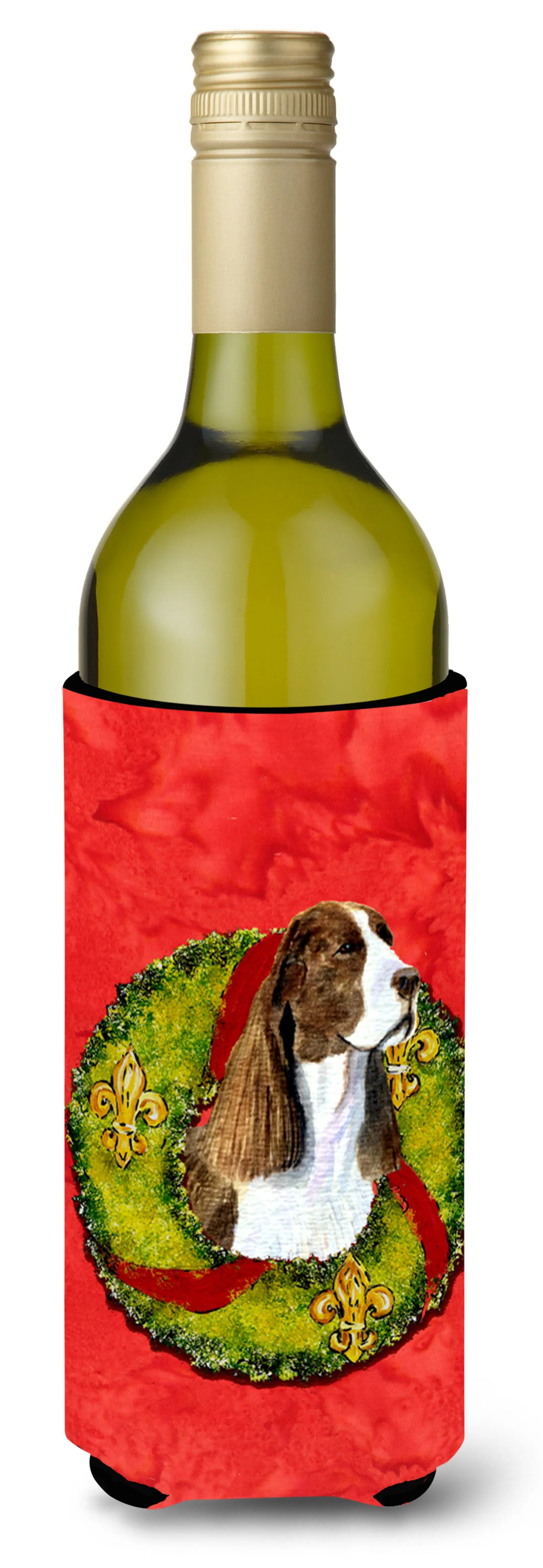 Christmas Wreath Design with Dog Wine Bottle Hugger