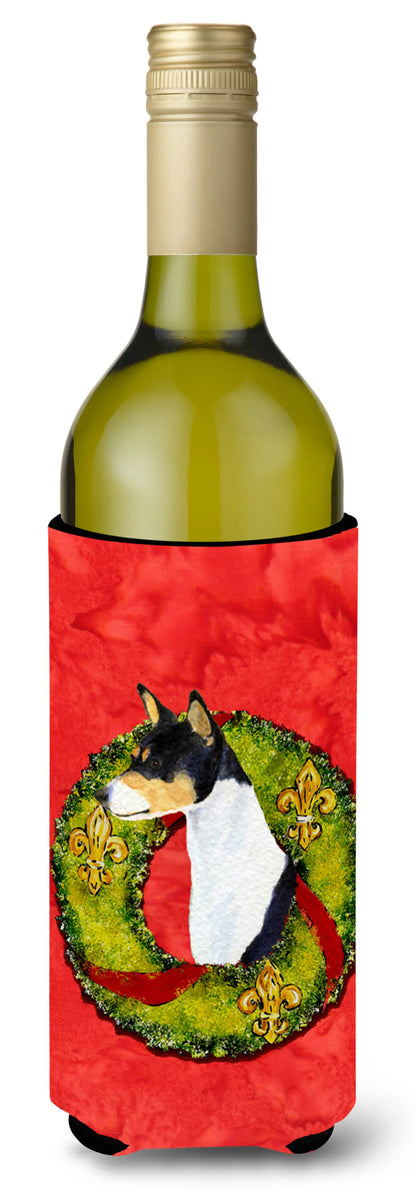 Christmas Wreath Design with Dog Wine Bottle Hugger