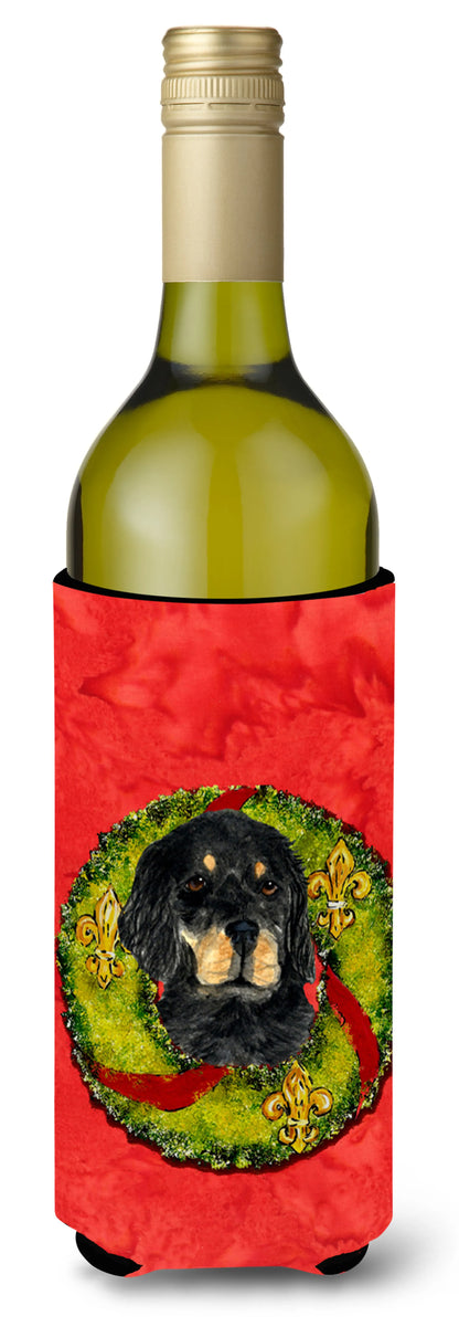 Christmas Wreath Design with Dog Wine Bottle Hugger