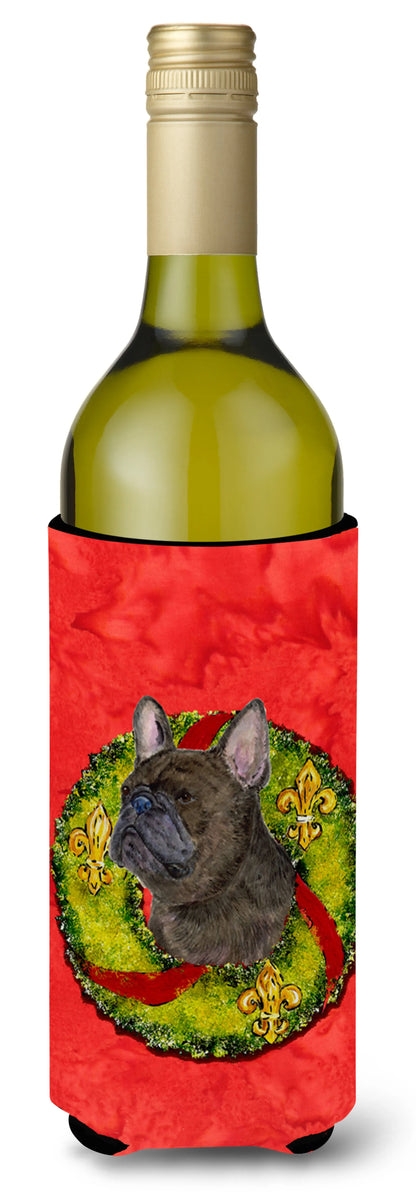 Christmas Wreath Design with Dog Wine Bottle Hugger