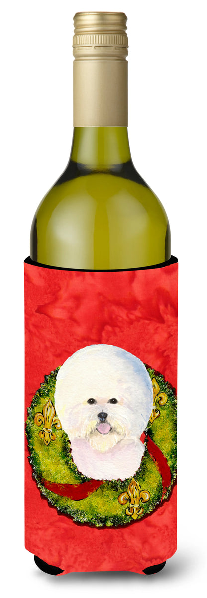 Christmas Wreath Design with Dog Wine Bottle Hugger