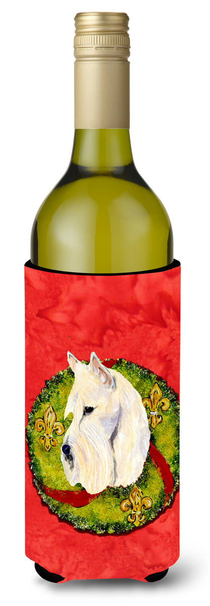 Christmas Wreath Design with Dog Wine Bottle Hugger